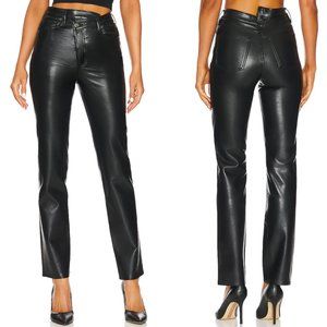 NEW AGOLDE 25 Recycled Leather Criss Cross Straight Leg Pant in Detox Black